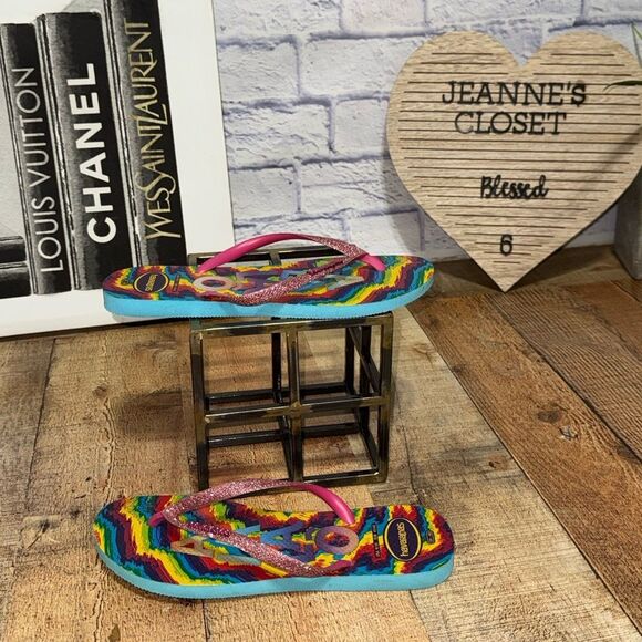 NEW Havaianas Slim Carnaval Flip Flops multicolor - Picture 2 of 7